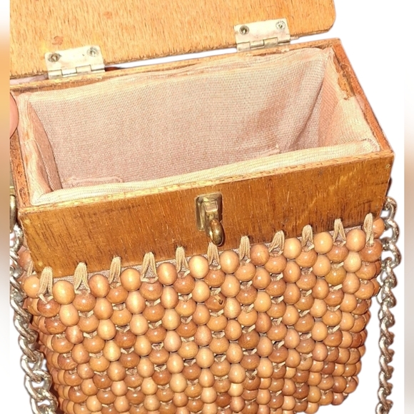 Gaymode Handbags - Wooden Beaded Purse With Chain Strap VINTAGE 1960'S Japan